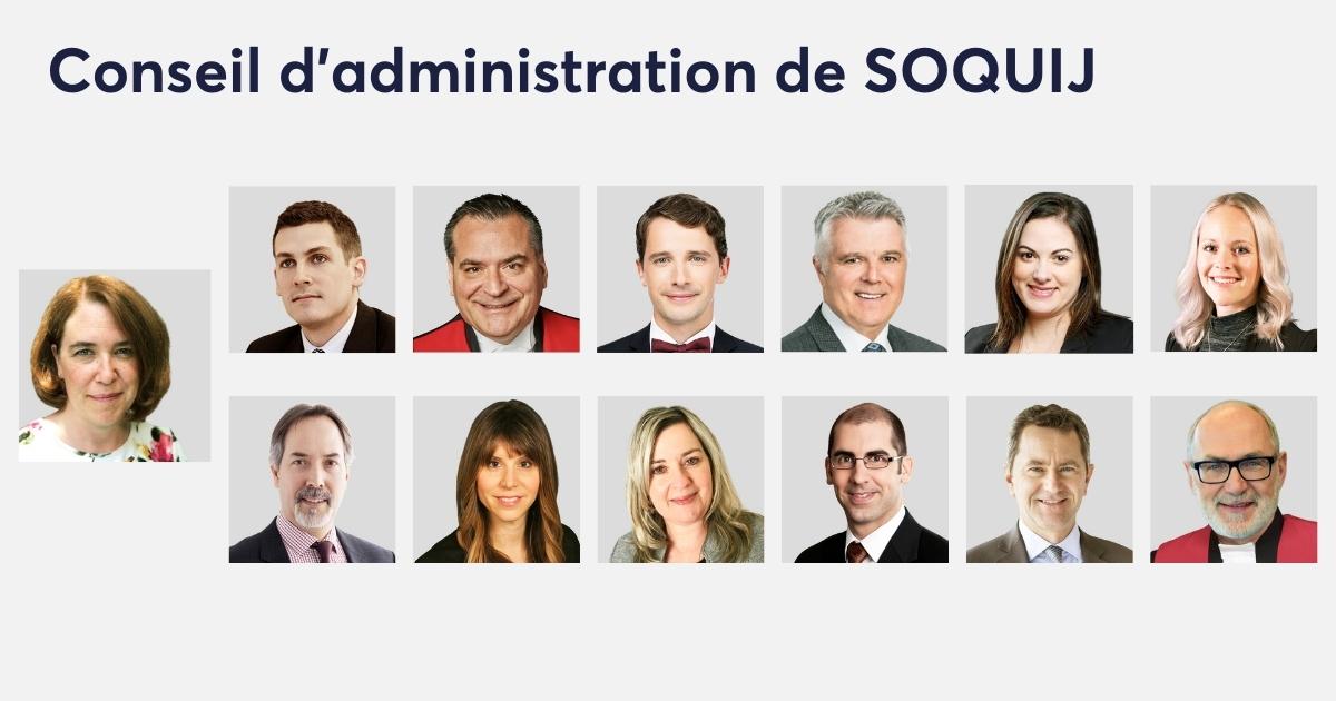 Les 13 membres du CA de SOQUIJ en décembre 2021.